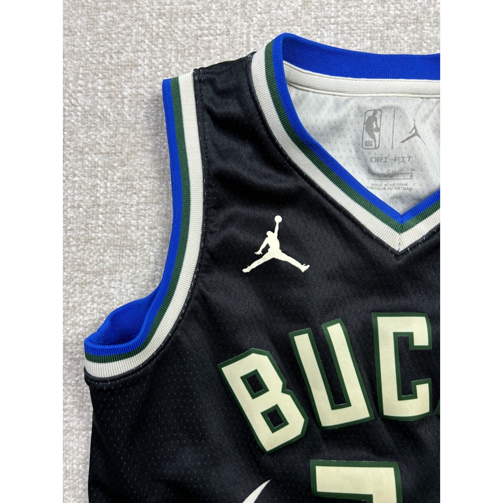 Jordan Milwaukee Bucks Giannis Antetokounmpo 34 Jersey Youth Small Black - Picture 2 of 8